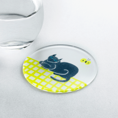 emoemo×toumei コースター グレーねこ